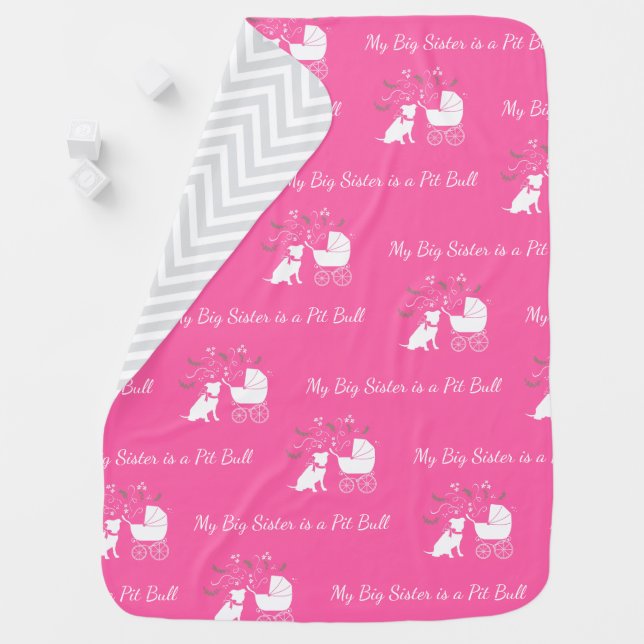 Pit Bull Dog Baby Shower Pink Girl Pitbull Baby Blanket (In Situ)