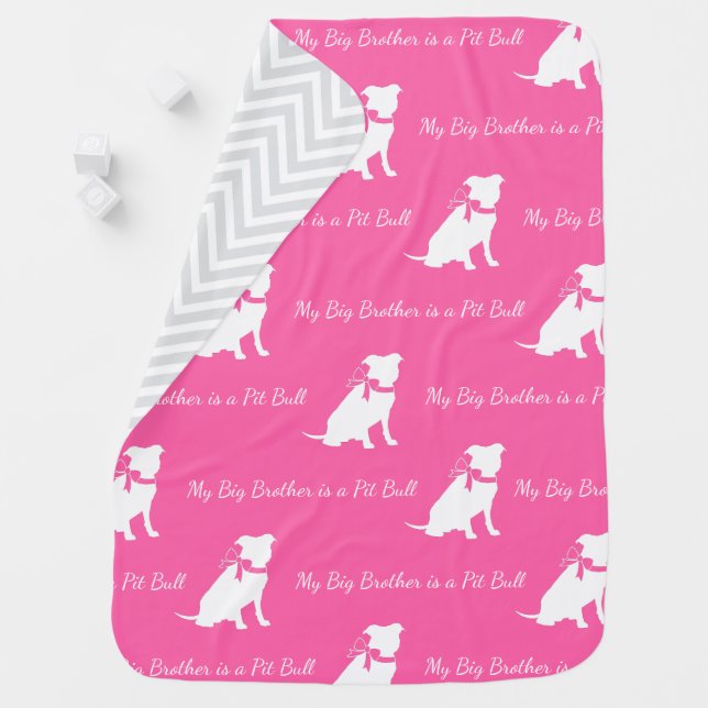 Pit Bull Dog Baby Shower Pink Girl Pitbull Baby Blanket (In Situ)