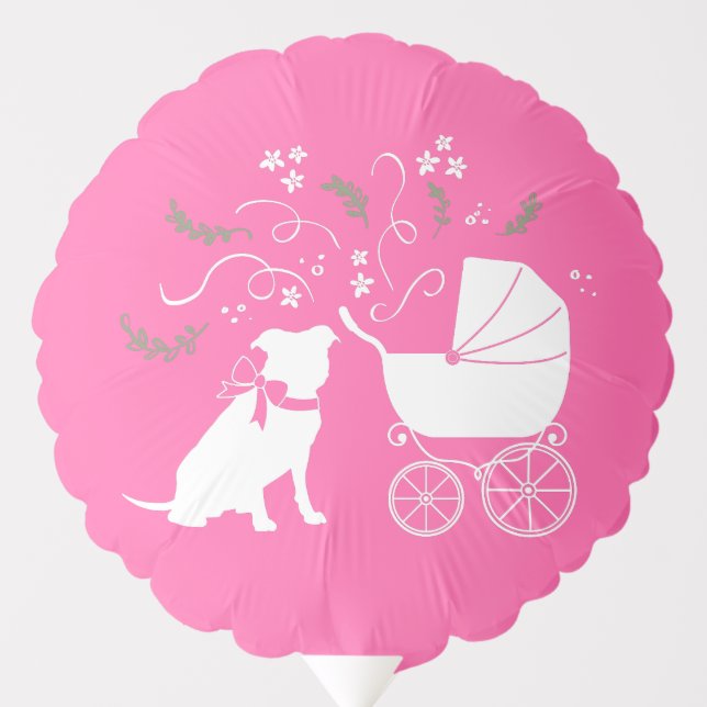 Pit Bull Dog Baby Shower Pink Girl Pitbull Balloon (Front)