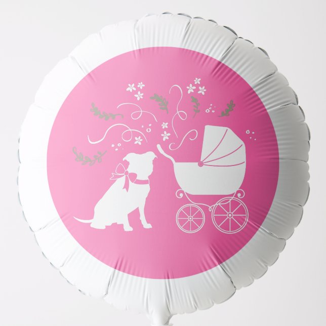 Pit Bull Dog Baby Shower Pink Girl Pitbull Balloon (Front)