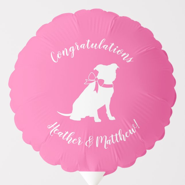 Pit Bull Dog Baby Shower Pink Girl Pitbull Balloon (Front)
