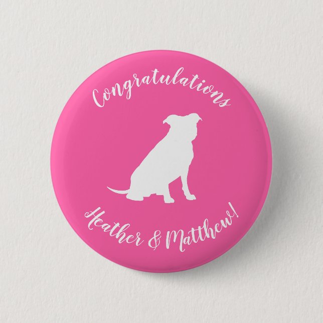 Pit Bull Dog Baby Shower Pink Girl Pitbull Button (Front)
