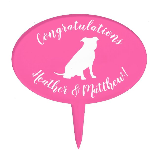 Pit Bull Dog Baby Shower Pink Girl Pitbull Cake Topper (Front)