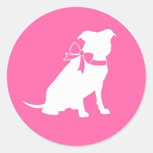 Pit Bull Dog Baby Shower Pink Girl Pitbull Classic Round Sticker