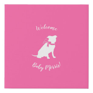 Pit Bull Dog Baby Shower Pink Girl Pitbull Faux Canvas Print