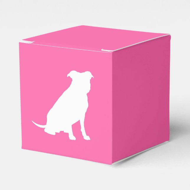 Pit Bull Dog Baby Shower Pink Girl Pitbull Favor Boxes (Front Side)