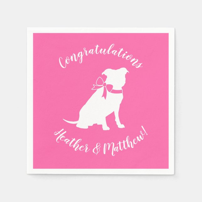 Pit Bull Dog Baby Shower Pink Girl Pitbull Napkins (Front)