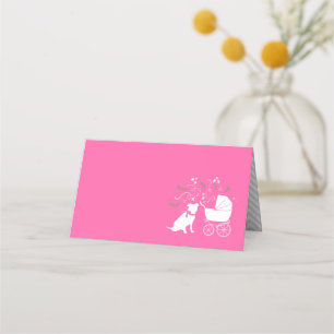 Pit Bull Dog Baby Shower Pink Girl Pitbull Place Card