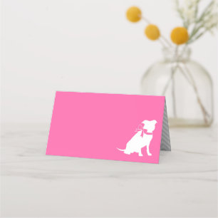 Pit Bull Dog Baby Shower Pink Girl Pitbull Place Card
