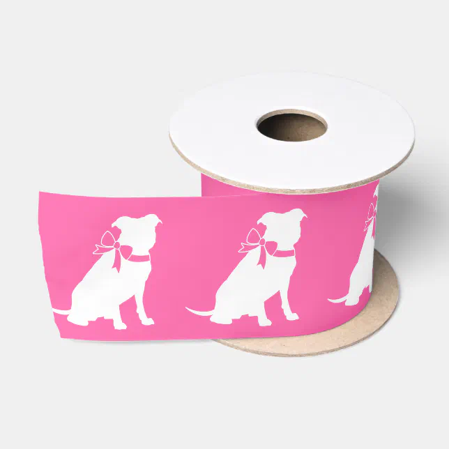 Pit Bull Dog Baby Shower Pink Girl Pitbull Satin Ribbon | Zazzle