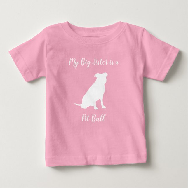Pit Bull Dog Baby Shower Pink Girl Pitbull T-Shirt (Front)