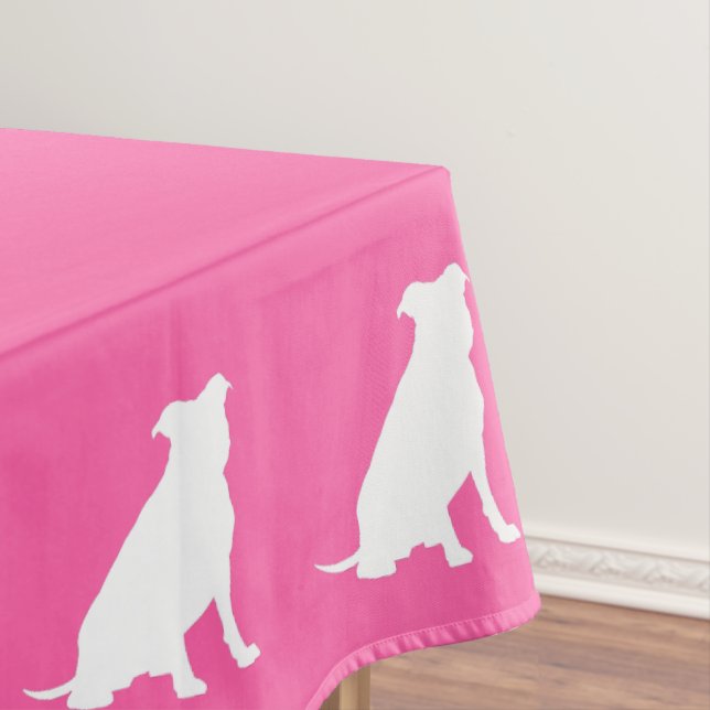 Pit Bull Dog Baby Shower Pink Girl Pitbull Tablecloth (In Situ)