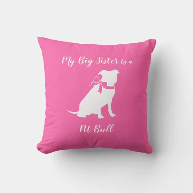 Pit Bull Dog Baby Shower Pink Girl Pitbull Throw Pillow (Front)