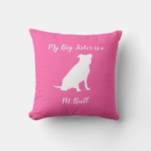 Pit Bull Dog Baby Shower Pink Girl Pitbull Throw Pillow