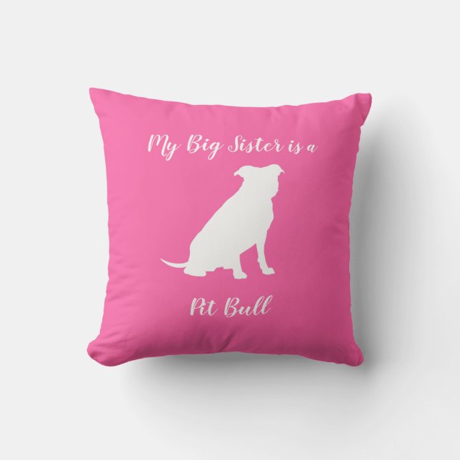Pit Bull Dog Baby Shower Pink Girl Pitbull Throw Pillow (Front)