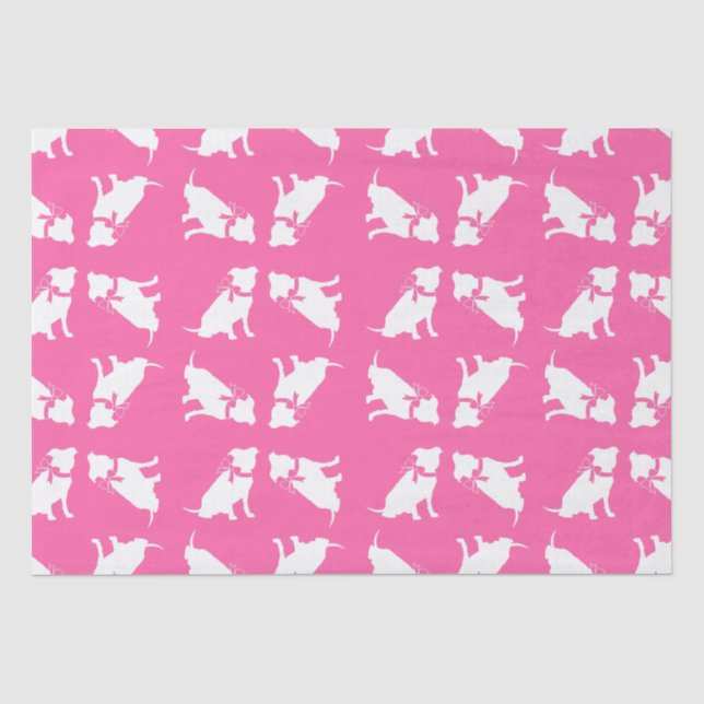 Pit Bull Dog Baby Shower Pink Girl Pitbull Tissue Paper (Front)