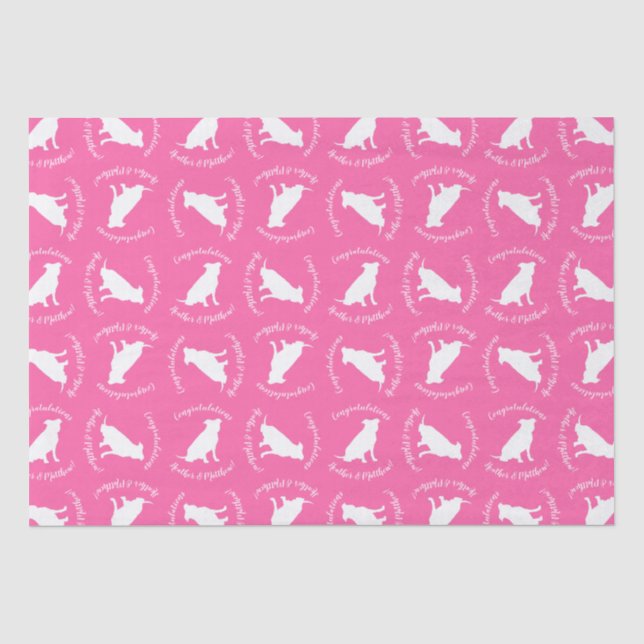 Pit Bull Dog Baby Shower Pink Girl Pitbull Tissue Paper (Front)