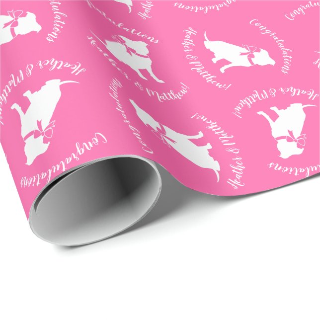 Pit Bull Dog Baby Shower Pink Girl Pitbull Wrapping Paper (Roll Corner)