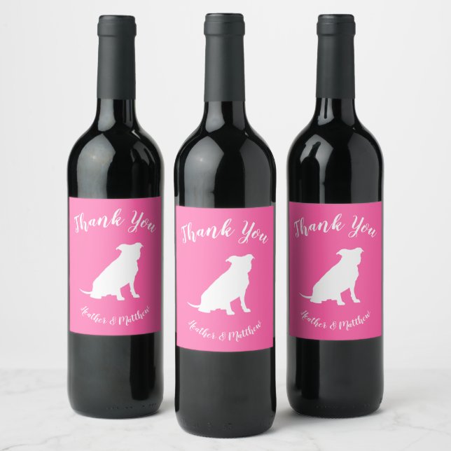 Pit Bull Dog Baby Shower Puppy Pitbull Wine Label (Bottles)