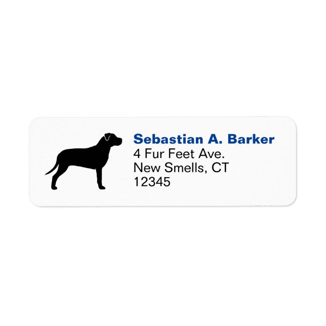 Pit Bull Dog Breed Silhouette Return Address Label (Front)