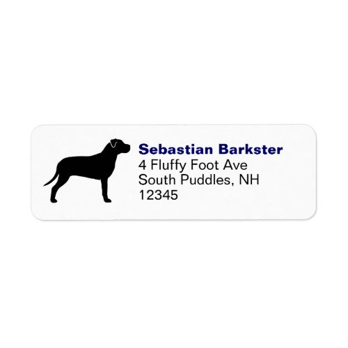 Pit Bull Dog Breed Silhouette Return Address Label