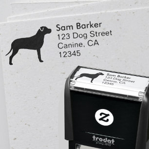 Pit Bull Dog Breed Silhouette Return Address Self-inking Stamp