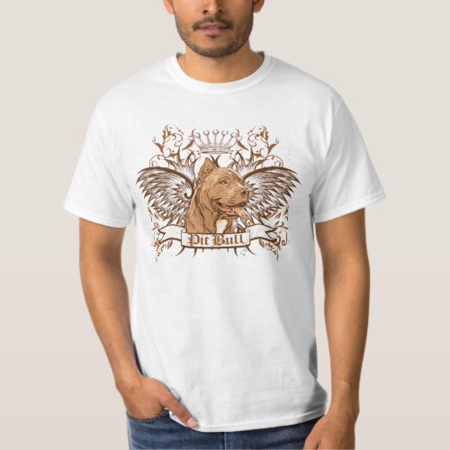Pit Bull Dog Crest  Wings T_Shirt