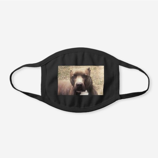 Pit Bull Dog Custom Photo Black Cotton Face Mask (Front)
