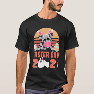 Pit Bull Dog Face Mask Rabbit Bunny Egg Easter Day T-Shirt