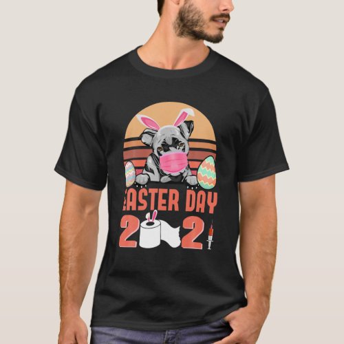 Pit Bull Dog Face Mask Rabbit Bunny Egg Easter Day T_Shirt