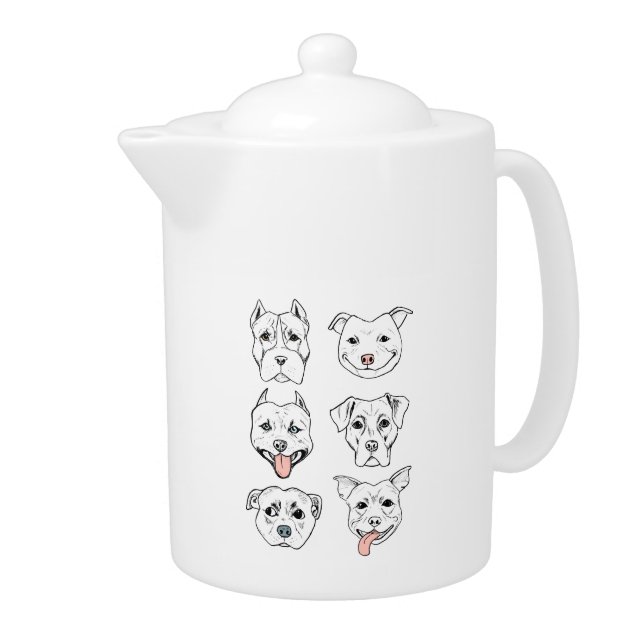Pit Bull Dog Faces Teapot (Right)