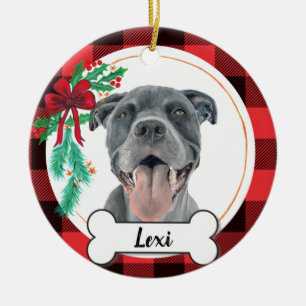 Pit bull Dog Ornament, Blue Staffy Ornament