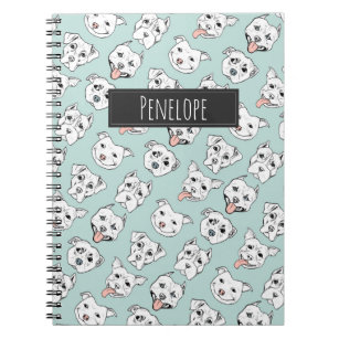 Pit Bull Dog Pattern   Add Your Name Notebook