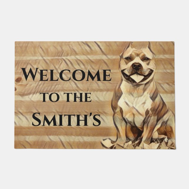 Pit Bull Dog Personalized Doormat (Front)