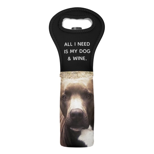 Pit Bull Dog Pet Photo Wine Bag (Front)