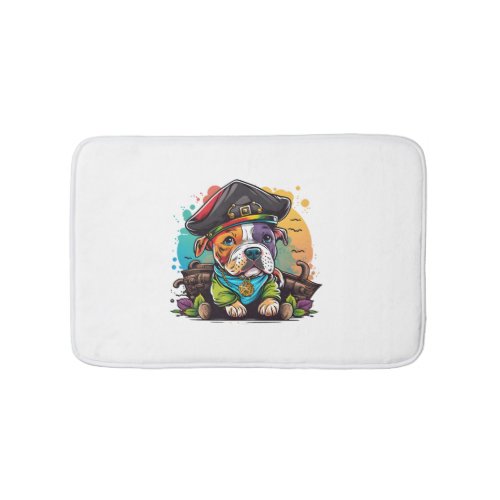 Pit Bull Dog Pirate Bath Mat