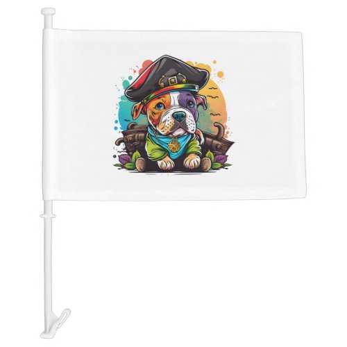 Pit Bull Dog Pirate Car Flag