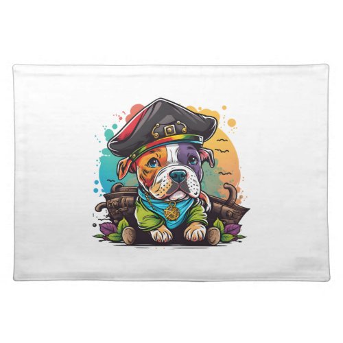 Pit Bull Dog Pirate Cloth Placemat