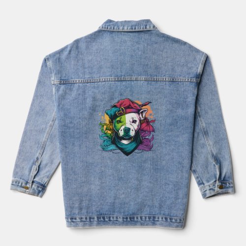 Pit Bull Dog Pirate   Denim Jacket