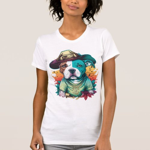 Pit Bull Dog Pirate  T_Shirt