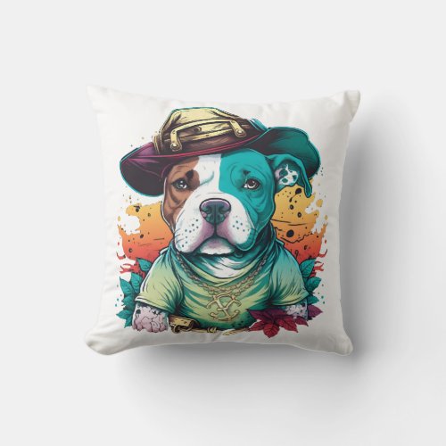 Pit Bull Dog Pirate  Throw Pillow