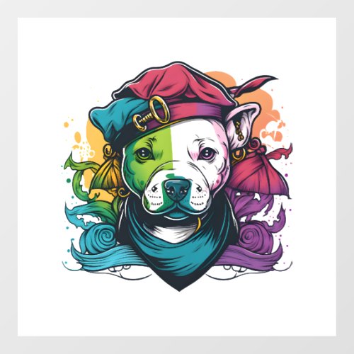 Pit Bull Dog Pirate   Wall Decal