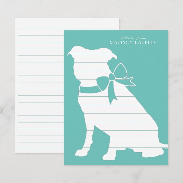 Pit Bull Dog Puppy Pitbull Thank You Card (Front/Back)
