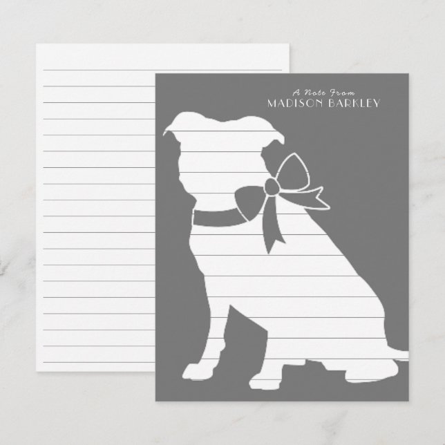 Pit Bull Dog Puppy Pitbull Thank You Card (Front/Back)