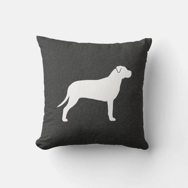 Pit Bull Dog Silhouette Throw Pillow (Front)