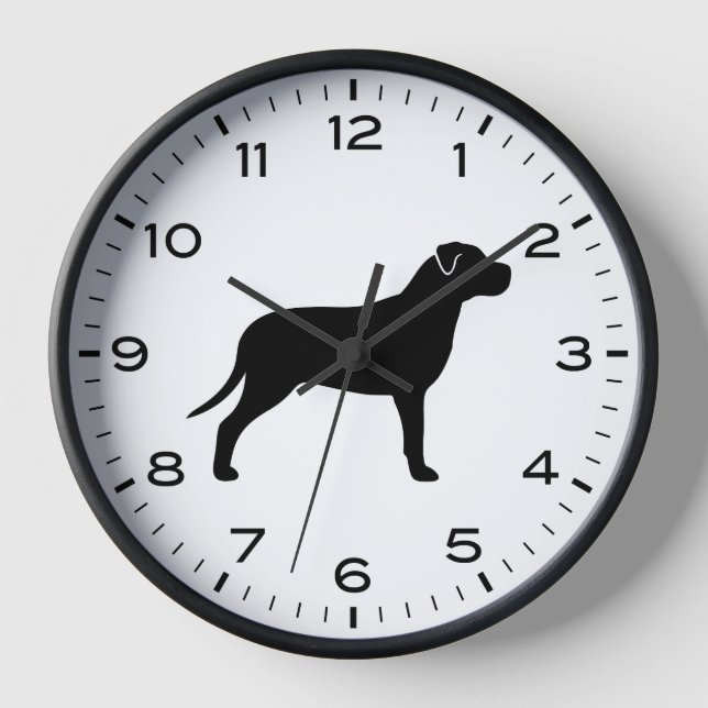 Pit Bull Dog Silhouette with Numbers and Minutes Clock (Front)