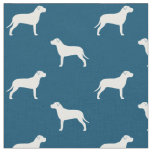 Pit Bull Dog Silhouettes Blue and White Patterned Fabric
