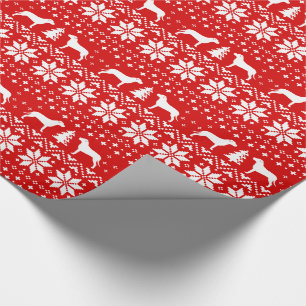 Pit Bull Dog Silhouettes Christmas Holiday Pattern Wrapping Paper