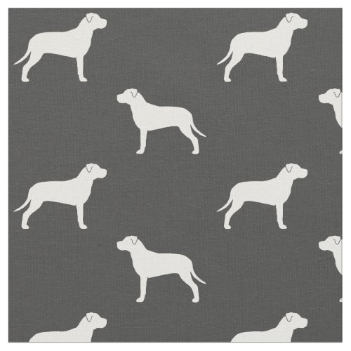 Pit Bull Dog Silhouettes Grey and White Patterned Fabric