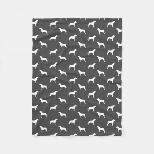 Pit Bull Dog Silhouettes Pattern Grey and White Fleece Blanket